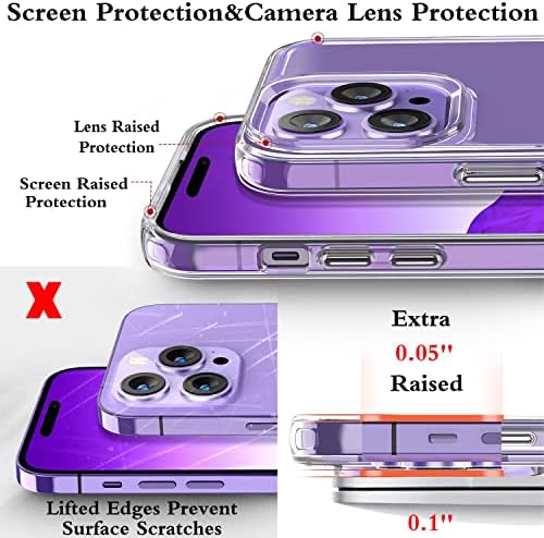 Bkrtondsy לאייפון 14 Pro Case Crystal Crystal Slim [3 ב 1] עם מגני מסך זכוכית מחוסמים ומגני עדשת מצלמה [טיפה